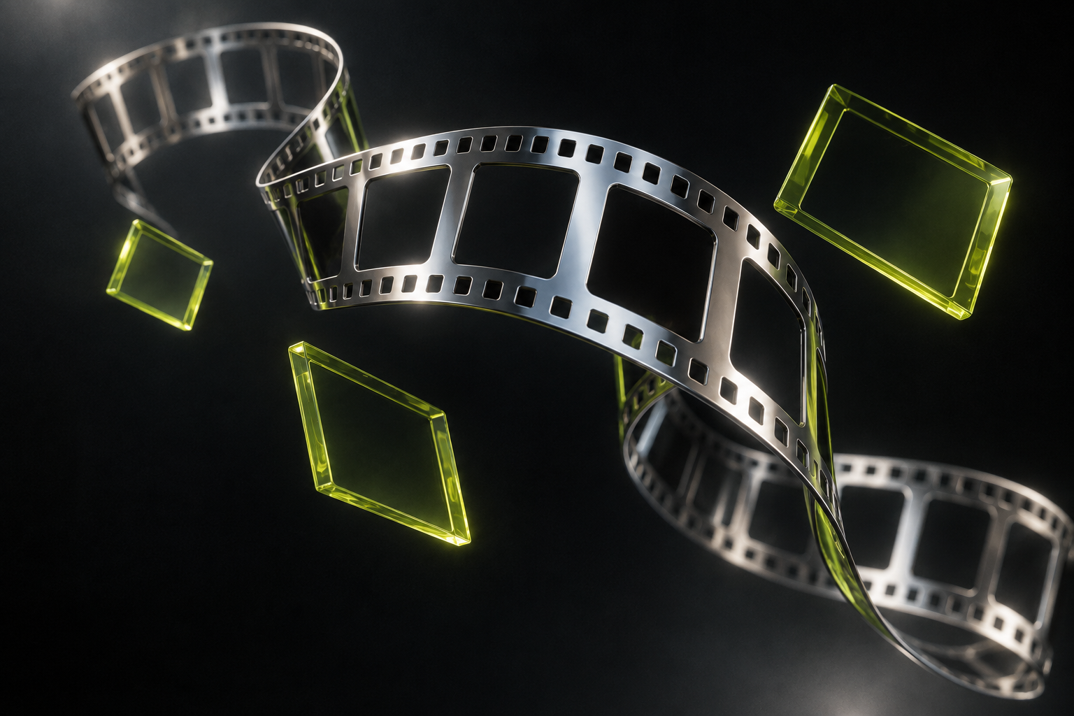 Abstract film and sound elements representing AI-assisted video editing